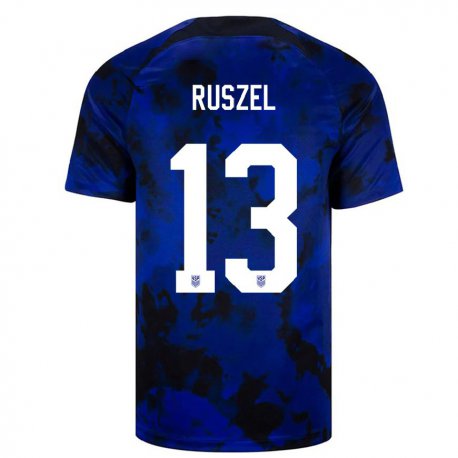 Kandiny Lapset Yhdysvaltain Marcel Ruszel #13 Kuninkaallisen Sininen Vieraspaita 22-24 Lyhythihainen Paita T-paita