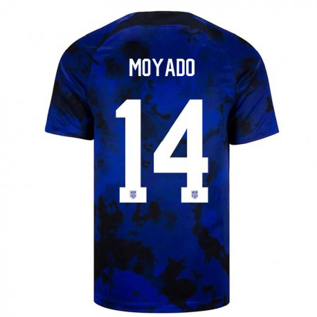 Kandiny Lapset Yhdysvaltain Bryan Moyado #14 Kuninkaallisen Sininen Vieraspaita 22-24 Lyhythihainen Paita T-paita