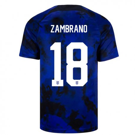 Kandiny Lapset Yhdysvaltain Marcos Zambrano #18 Kuninkaallisen Sininen Vieraspaita 22-24 Lyhythihainen Paita T-paita