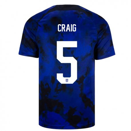 Kandiny Lapset Yhdysvaltain Brandan Craig #5 Kuninkaallisen Sininen Vieraspaita 22-24 Lyhythihainen Paita T-paita