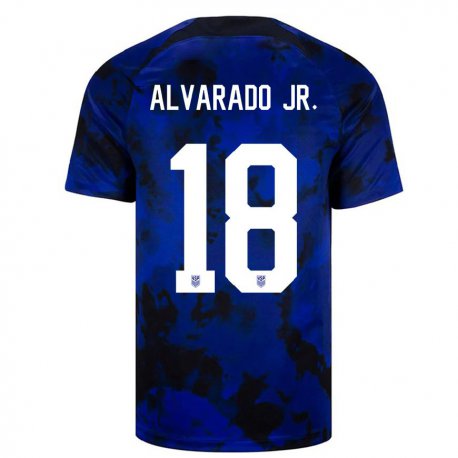 Kandiny Lapset Yhdysvaltain Alejandro Alvarado Jr #18 Kuninkaallisen Sininen Vieraspaita 22-24 Lyhythihainen Paita T-paita