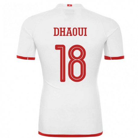 Kandiny Lapset Tunisian Mouhamed Dhaoui #18 Valkoinen Vieraspaita 22-24 Lyhythihainen Paita T-paita