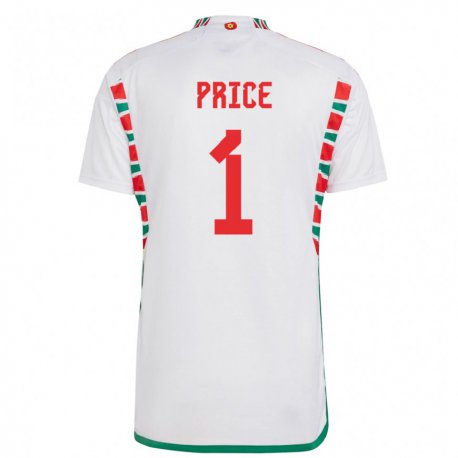 Kandiny Lapset Walesin Jo Price #1 Valkoinen Vieraspaita 22-24 Lyhythihainen Paita T-paita