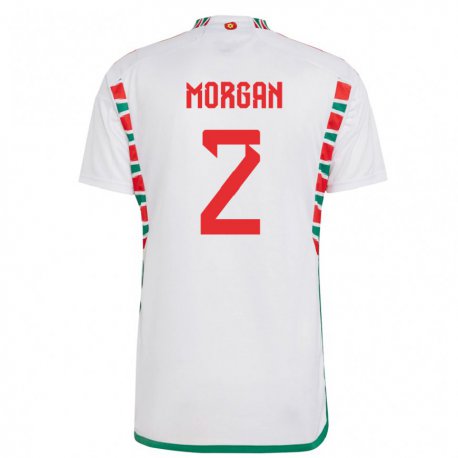 Kandiny Lapset Walesin Ffion Morgan #2 Valkoinen Vieraspaita 22-24 Lyhythihainen Paita T-paita
