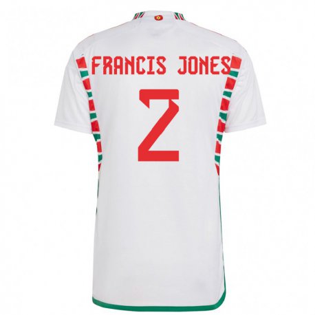 Kandiny Lapset Walesin Maria Francis Jones #2 Valkoinen Vieraspaita 22-24 Lyhythihainen Paita T-paita