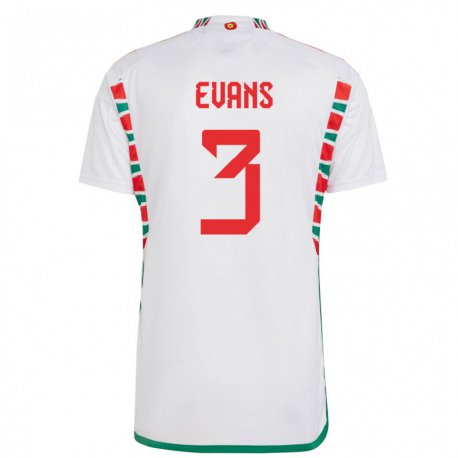 Kandiny Lapset Walesin Gemma Evans #3 Valkoinen Vieraspaita 22-24 Lyhythihainen Paita T-paita