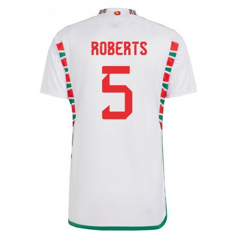 Kandiny Lapset Walesin Rhiannon Roberts #5 Valkoinen Vieraspaita 22-24 Lyhythihainen Paita T-paita