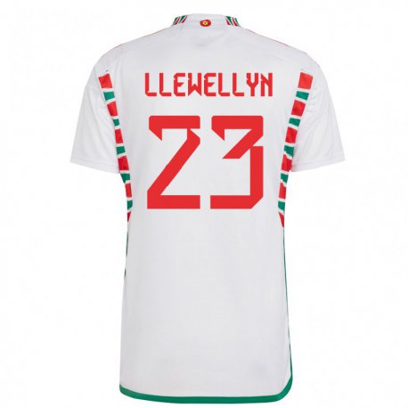 Kandiny Lapset Walesin Ffion Llewellyn #23 Valkoinen Vieraspaita 22-24 Lyhythihainen Paita T-paita