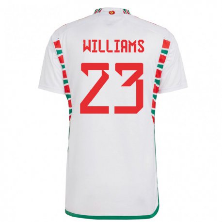 Kandiny Lapset Walesin Chloe Williams #23 Valkoinen Vieraspaita 22-24 Lyhythihainen Paita T-paita