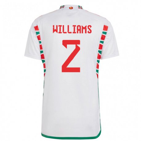 Kandiny Lapset Walesin Morgan Williams #2 Valkoinen Vieraspaita 22-24 Lyhythihainen Paita T-paita