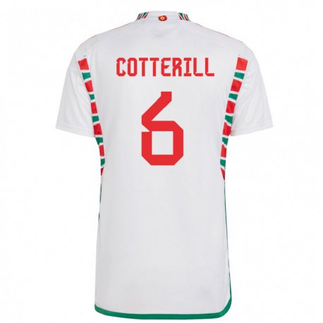 Kandiny Lapset Walesin Joel Cotterill #6 Valkoinen Vieraspaita 22-24 Lyhythihainen Paita T-paita