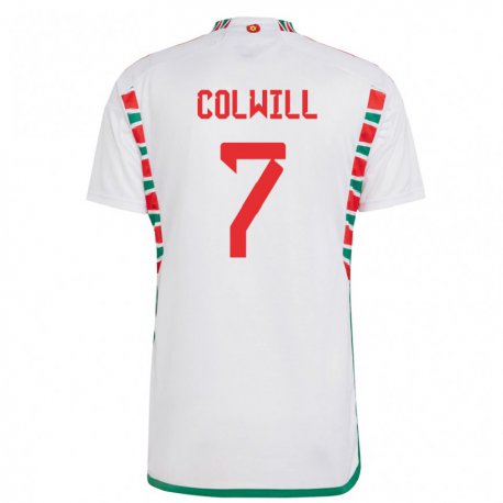 Kandiny Lapset Walesin Joel Colwill #7 Valkoinen Vieraspaita 22-24 Lyhythihainen Paita T-paita