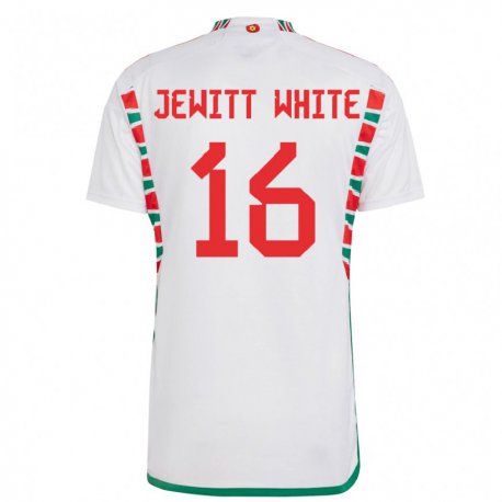 Kandiny Lapset Walesin Harry Jewitt White #16 Valkoinen Vieraspaita 22-24 Lyhythihainen Paita T-paita