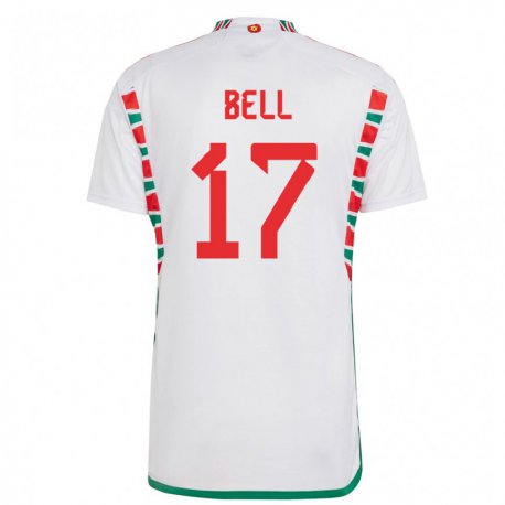 Kandiny Lapset Walesin Zac Bell #17 Valkoinen Vieraspaita 22-24 Lyhythihainen Paita T-paita