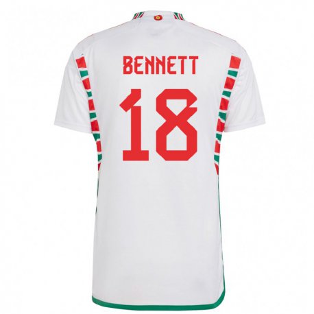 Kandiny Lapset Walesin Murphy Bennett #18 Valkoinen Vieraspaita 22-24 Lyhythihainen Paita T-paita