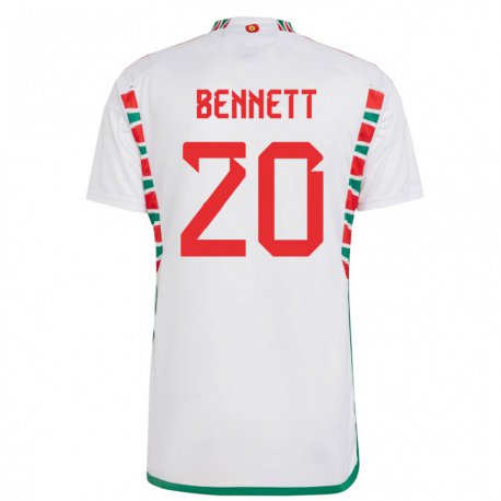 Kandiny Lapset Walesin Aaron Bennett #20 Valkoinen Vieraspaita 22-24 Lyhythihainen Paita T-paita