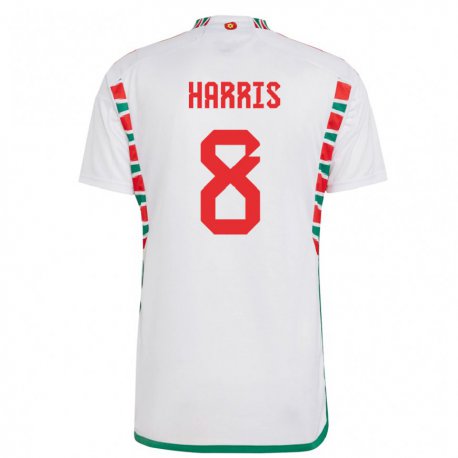 Kandiny Lapset Walesin Luke Harris #8 Valkoinen Vieraspaita 22-24 Lyhythihainen Paita T-paita