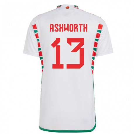 Kandiny Lapset Walesin Fin Ashworth #13 Valkoinen Vieraspaita 22-24 Lyhythihainen Paita T-paita