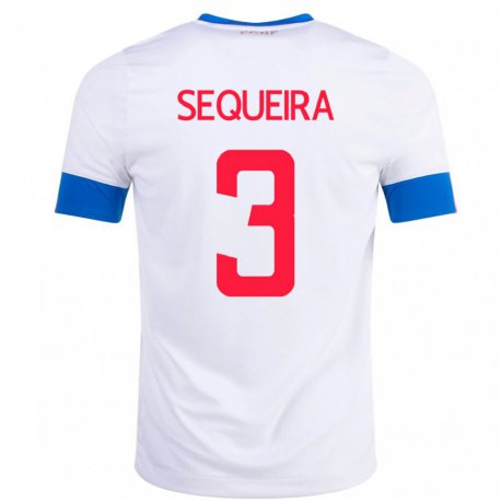 Kandiny Lapset Costa Rican Douglas Sequeira #3 Valkoinen Vieraspaita 22-24 Lyhythihainen Paita T-paita