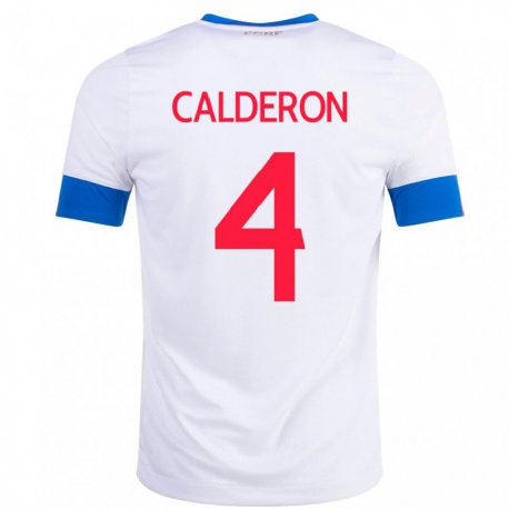 Kandiny Lapset Costa Rican Brandon Calderon #4 Valkoinen Vieraspaita 22-24 Lyhythihainen Paita T-paita