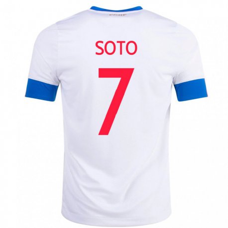 Kandiny Lapset Costa Rican Andrey Soto #7 Valkoinen Vieraspaita 22-24 Lyhythihainen Paita T-paita