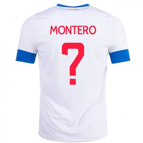Kandiny Lapset Costa Rican Claudio Montero #0 Valkoinen Vieraspaita 22-24 Lyhythihainen Paita T-paita