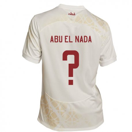 Kandiny Lapset Qatarin Mahmoud Abu El Nada #0 Kultainen Beige Vieraspaita 22-24 Lyhythihainen Paita T-paita
