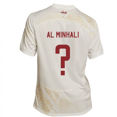 Kandiny Lapset Qatarin Ahmad Al Minhali #0 Kultainen Beige Vieraspaita 22-24 Lyhythihainen Paita T-paita