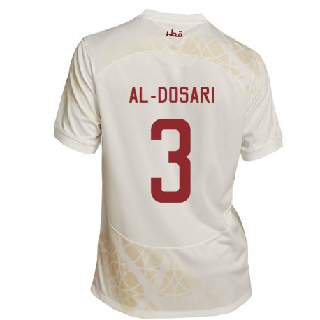 Kandiny Lapset Qatarin Dana Al Dosari #3 Kultainen Beige Vieraspaita 22-24 Lyhythihainen Paita T-paita