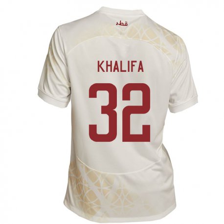 Kandiny Lapset Qatarin Duana Khalifa #32 Kultainen Beige Vieraspaita 22-24 Lyhythihainen Paita T-paita