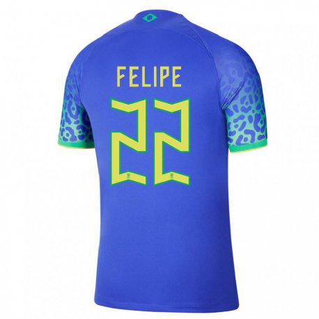 Kandiny Lapset Brasilian Cayo Felipe #22 Sininen Vieraspaita 22-24 Lyhythihainen Paita T-paita