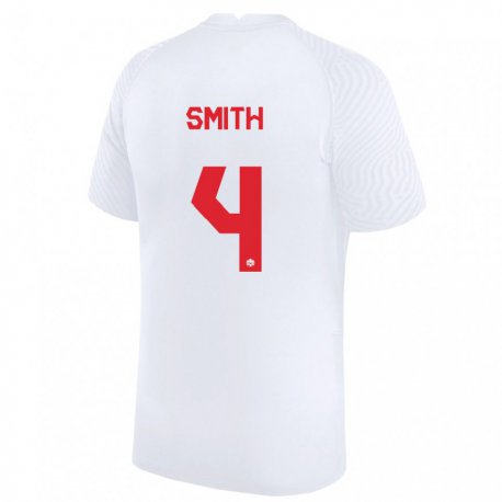 Kandiny Lapset Kanadan Justin Smith #4 Valkoinen Vieraspaita 22-24 Lyhythihainen Paita T-paita