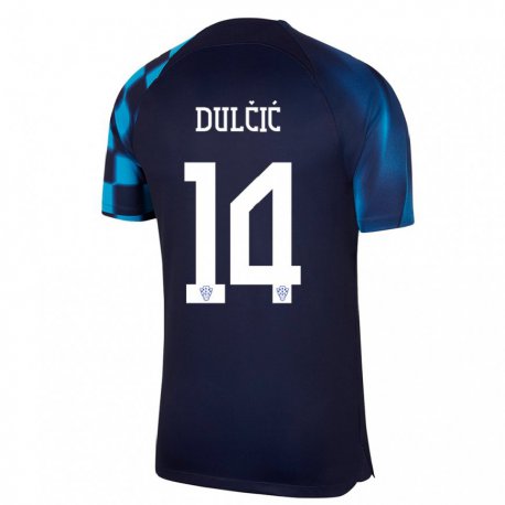 Kandiny Lapset Kroatian Antonia Dulcic #14 Tummansininen Vieraspaita 22-24 Lyhythihainen Paita T-paita