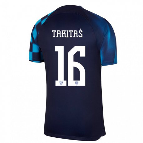 Kandiny Lapset Kroatian Martina Taritas #16 Tummansininen Vieraspaita 22-24 Lyhythihainen Paita T-paita
