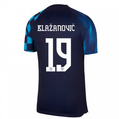 Kandiny Lapset Kroatian Antonio Blazanovic #19 Tummansininen Vieraspaita 22-24 Lyhythihainen Paita T-paita