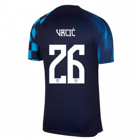 Kandiny Lapset Kroatian Jere Vrcic #26 Tummansininen Vieraspaita 22-24 Lyhythihainen Paita T-paita