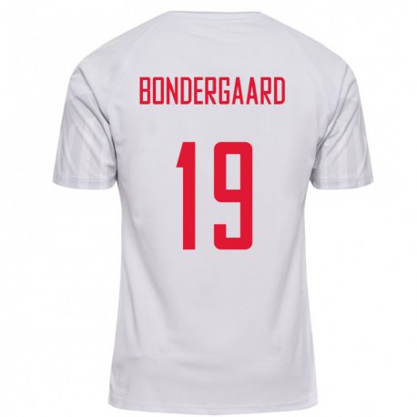 Kandiny Lapset Tanskan Asbjorn Bondergaard #19 Valkoinen Vieraspaita 22-24 Lyhythihainen Paita T-paita