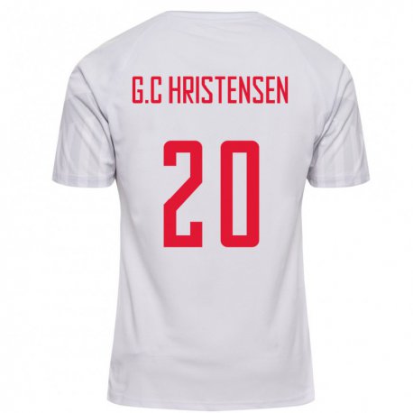 Kandiny Lapset Tanskan Gustav Christensen #20 Valkoinen Vieraspaita 22-24 Lyhythihainen Paita T-paita