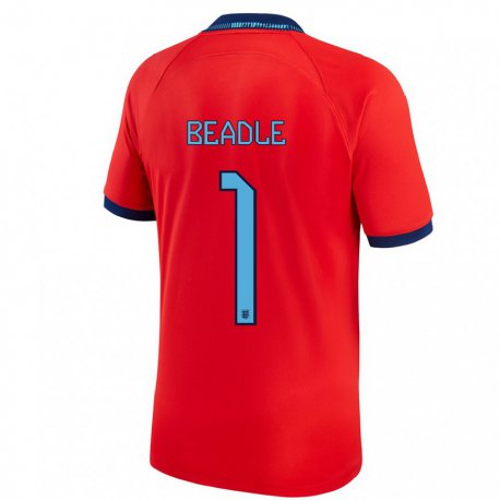 Kandiny Lapset Englannin James Beadle #1 Punainen Vieraspaita 22-24 Lyhythihainen Paita T-paita