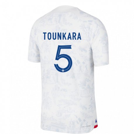 Kandiny Lapset Ranskan Aissatou Tounkara #5 Valkoinen Sininen Vieraspaita 22-24 Lyhythihainen Paita T-paita