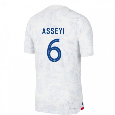 Kandiny Lapset Ranskan Viviane Asseyi #6 Valkoinen Sininen Vieraspaita 22-24 Lyhythihainen Paita T-paita
