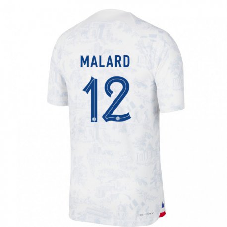 Kandiny Lapset Ranskan Melvine Malard #12 Valkoinen Sininen Vieraspaita 22-24 Lyhythihainen Paita T-paita