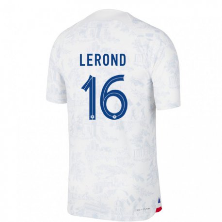 Kandiny Lapset Ranskan Justine Lerond #16 Valkoinen Sininen Vieraspaita 22-24 Lyhythihainen Paita T-paita