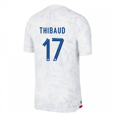 Kandiny Lapset Ranskan Julie Thibaud #17 Valkoinen Sininen Vieraspaita 22-24 Lyhythihainen Paita T-paita