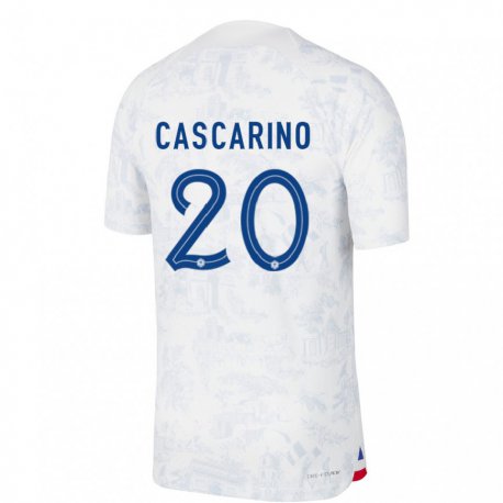 Kandiny Lapset Ranskan Delphine Cascarino #20 Valkoinen Sininen Vieraspaita 22-24 Lyhythihainen Paita T-paita