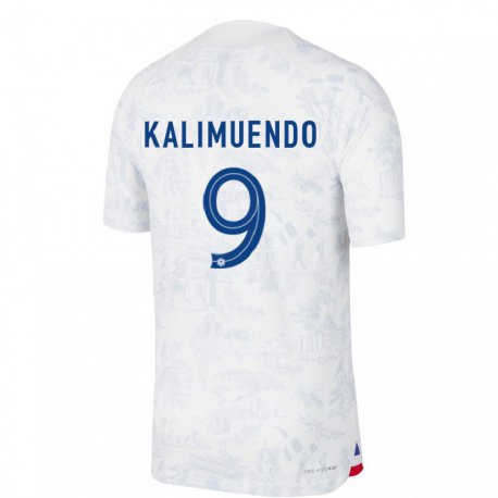 Kandiny Lapset Ranskan Arnaud Kalimuendo #9 Valkoinen Sininen Vieraspaita 22-24 Lyhythihainen Paita T-paita