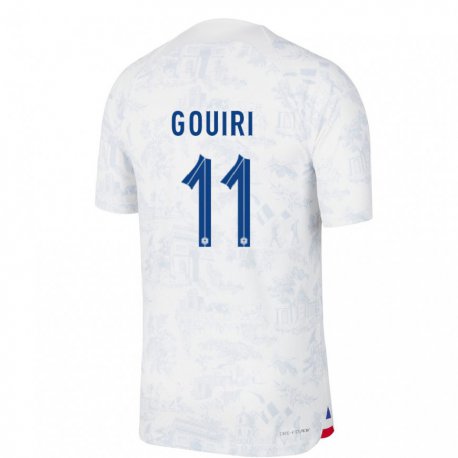 Kandiny Lapset Ranskan Amine Gouiri #11 Valkoinen Sininen Vieraspaita 22-24 Lyhythihainen Paita T-paita