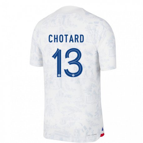 Kandiny Lapset Ranskan Joris Chotard #13 Valkoinen Sininen Vieraspaita 22-24 Lyhythihainen Paita T-paita