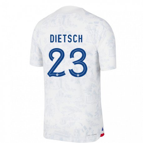 Kandiny Lapset Ranskan Guillaume Dietsch #23 Valkoinen Sininen Vieraspaita 22-24 Lyhythihainen Paita T-paita