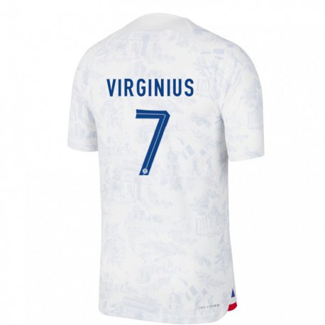 Kandiny Lapset Ranskan Alan Virginius #7 Valkoinen Sininen Vieraspaita 22-24 Lyhythihainen Paita T-paita